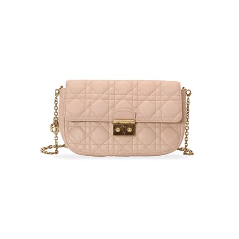 Neceser mini Dior Caro Piel de cordero Macrocannage rosa 